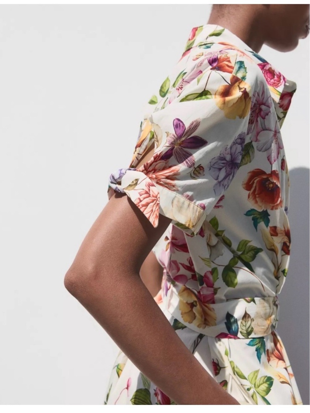 ZARA BELTED FLORAL PRINTED POPLIN MIDI SHIRT DRESS NEW W/TAGS - Picture 8 of 11